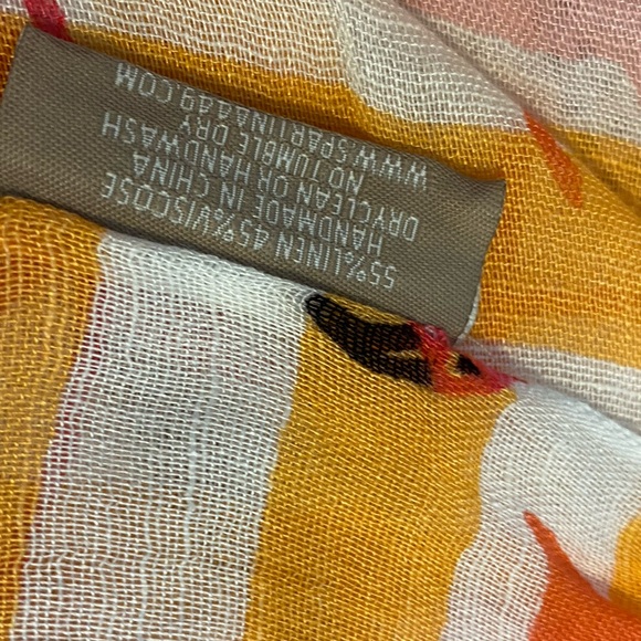 Spartina 449 flamingo floral retreat linen blend scarf shawl colorful summer. - Picture 13 of 14